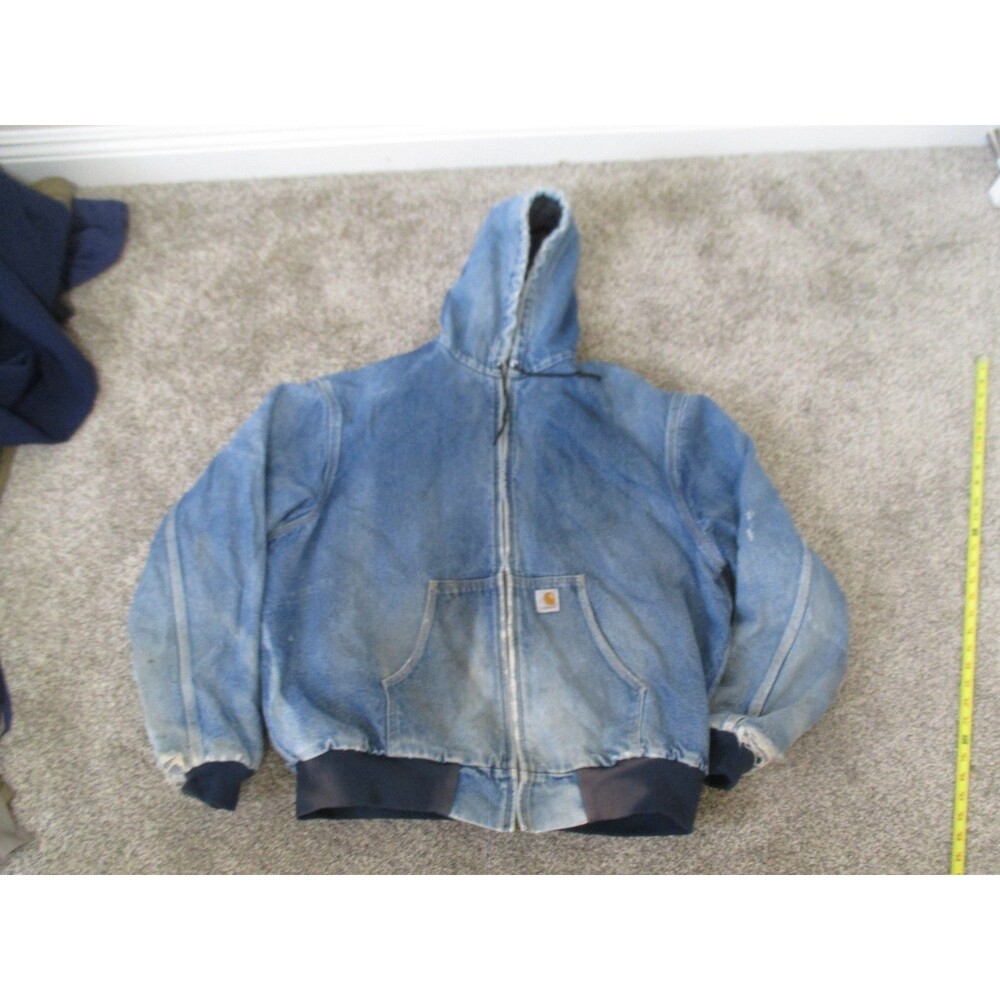 Vintage Carharrt Denim Jacket Blanket Lined Mens XL Distressed 90s